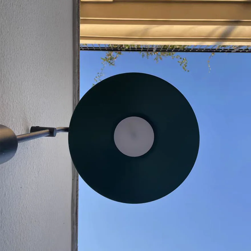 Modern Metal Frisbee Outdoor Wall Lamp, Dark Coffee/Dark Green/Light Coffee