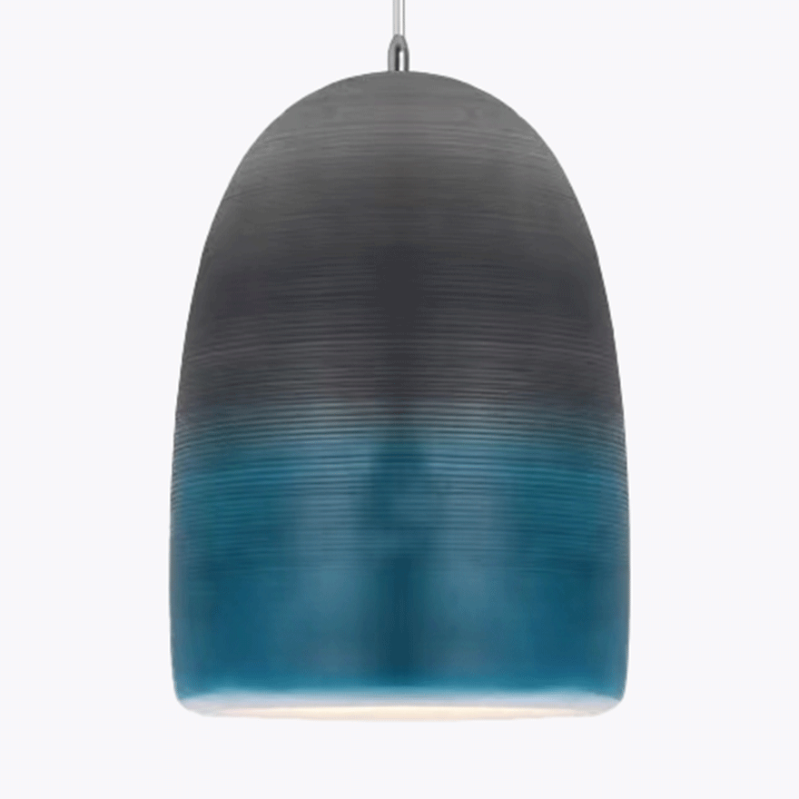 Classical Resin And Acrylic Dome Dining Room Pendant Light, Black/Blue/Grey