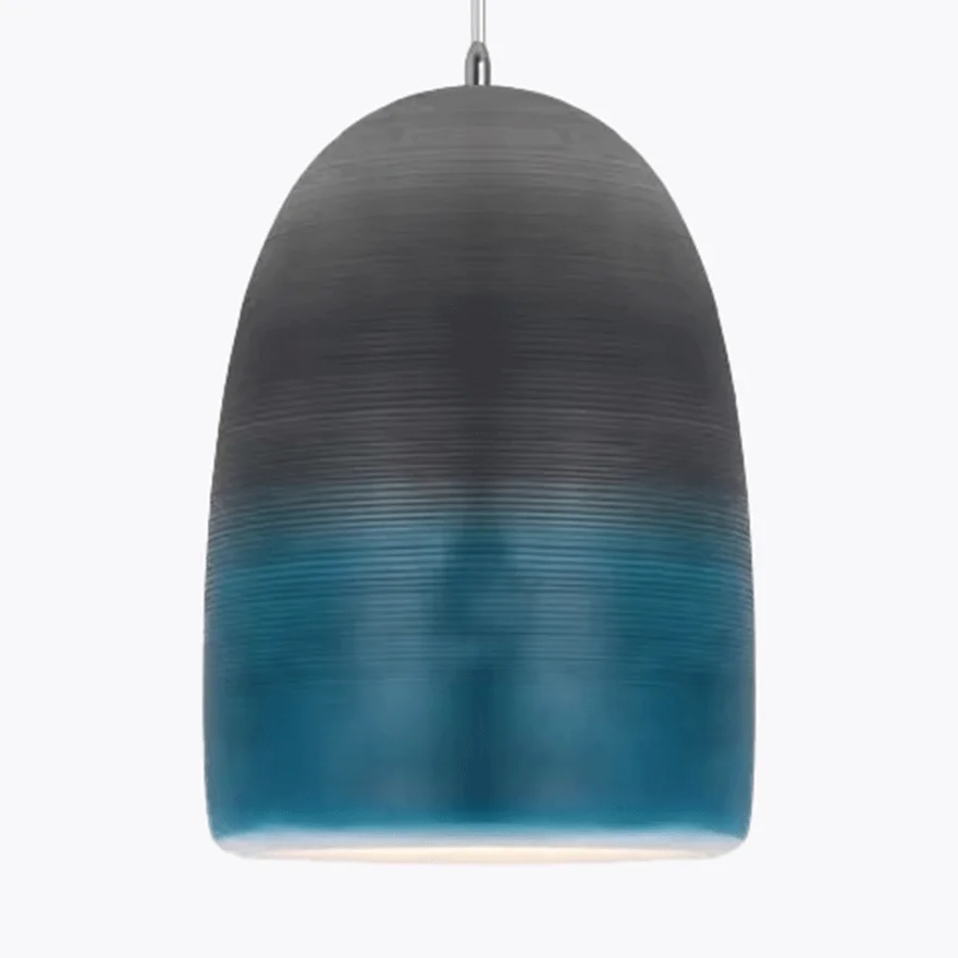 Classical Resin And Acrylic Dome Dining Room Pendant Light, Black/Blue/Grey