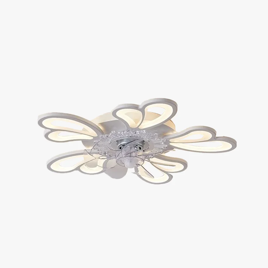 Art Deco Metal And Acrylic Floral Bathroom Ceiling Light, White, Trichromatic Light