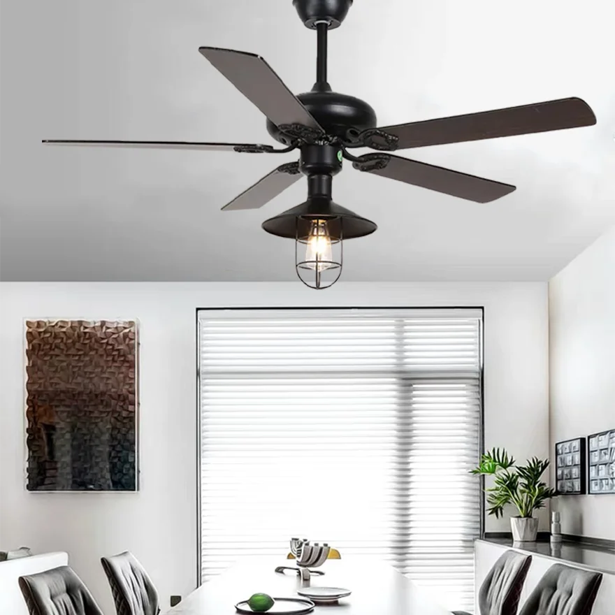 Industrial  Metal And Acrylic Radiographic Study Room Ceiling Fan, Black