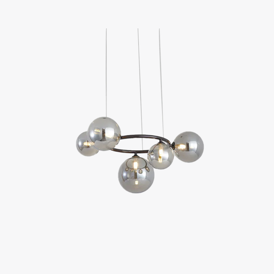 Designer Metal And Glass Bubble Living Room Pendant Light, 4 Color, Trichromatic Light