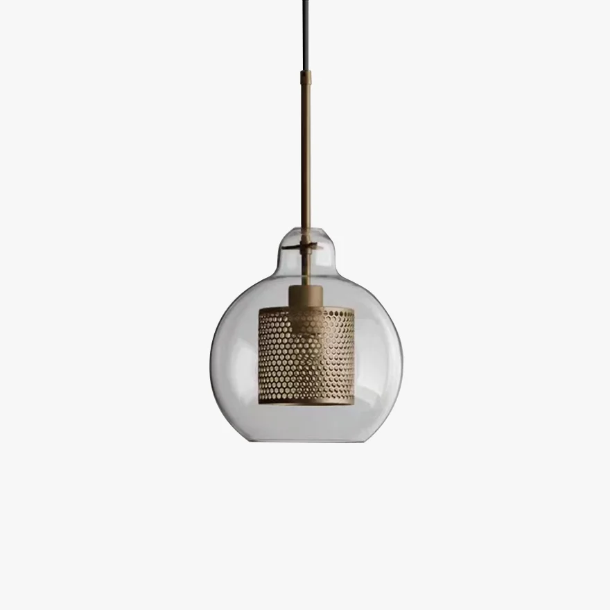 Contemporary Metal And Glass Globular Kitchen Pendant Light, Gold/Silver