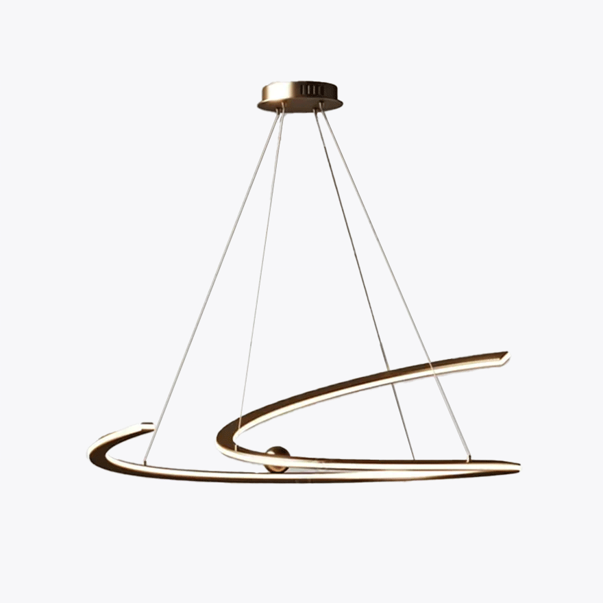 Designer Metal And Acrylic Linear Living Room Pendant Light, Gold