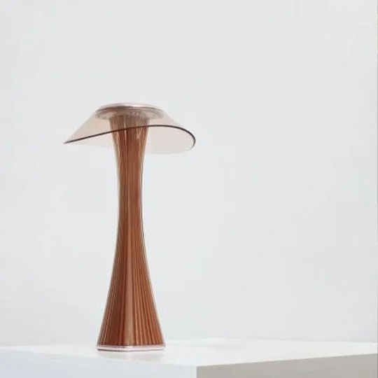 Modern Acylic Mushroom Bedside Table Lamp, Rose Gold/Grey | Liiffy