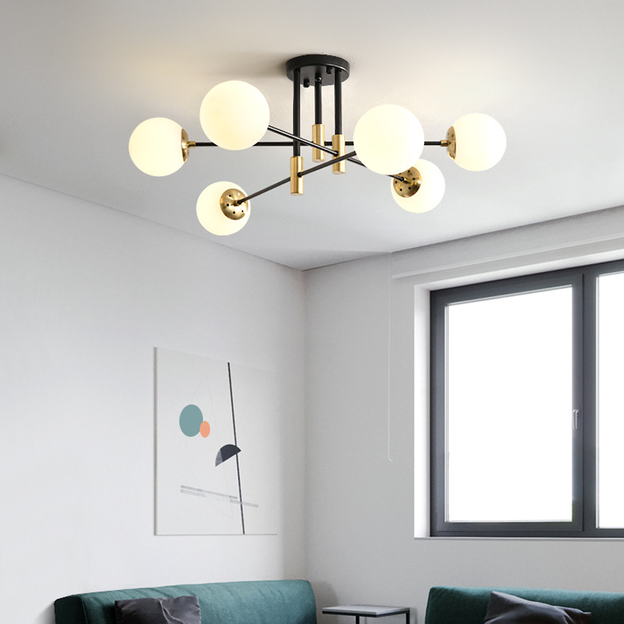 Modern Metal Geometric Dining Room Ceiling Light, Black, Trichromatic Light