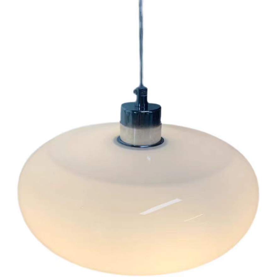 Classical Metal And Glass Drum Living Room Pendant Light, Orange/White