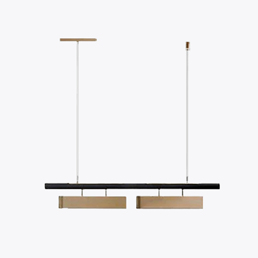 Modern Metal Linear Study Room Pendant Light, Gold