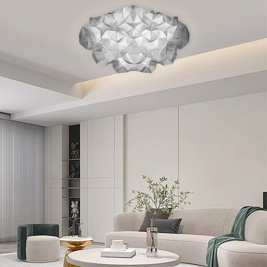 Designer Meta And Acrylic Clouds Living Room Pendant Light, White