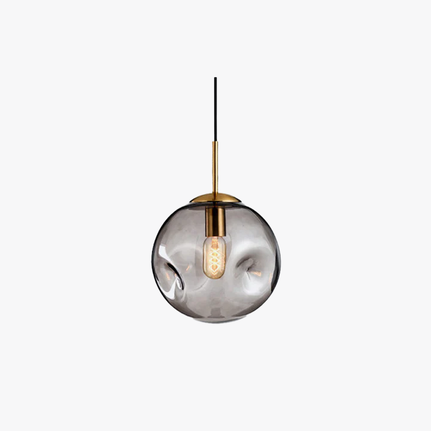 Modern Metal And Glass Bubble Study Room Pendant Light, Amber/Smoke Grey