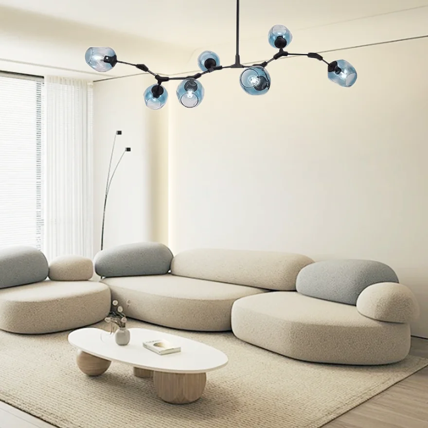 Modern Metal And Glass Bubble Bedroom Pendant Light, 6 Color