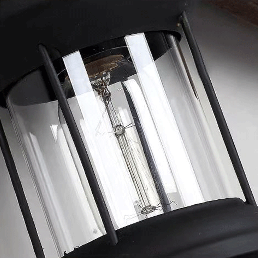 Industrial Metal And Wooden Leaf Lantern Bedside Wall Lamp, Black