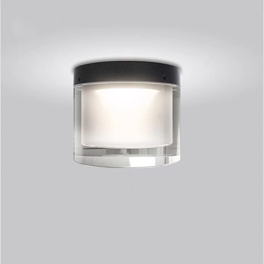 Minimalist Metal And Acrylic Cylindrical Outdoor Wall Lamp, Clear