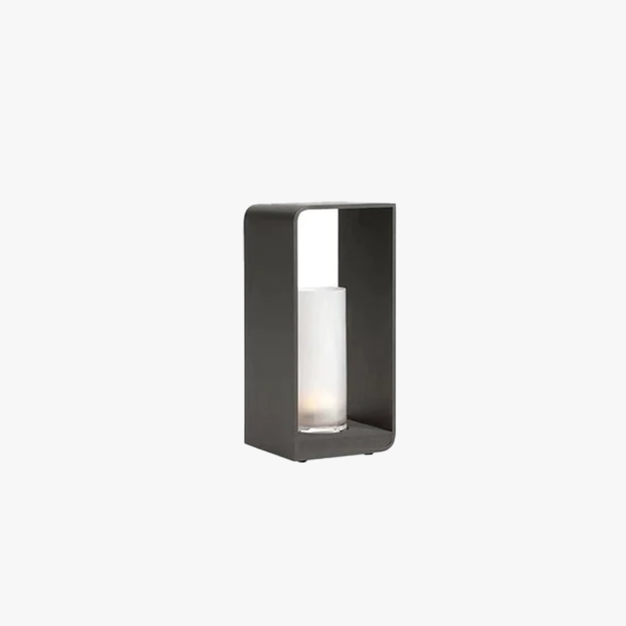 Modern Metal Rectangular Terrace Outdoor Pathway Light, Black/White/Log Color