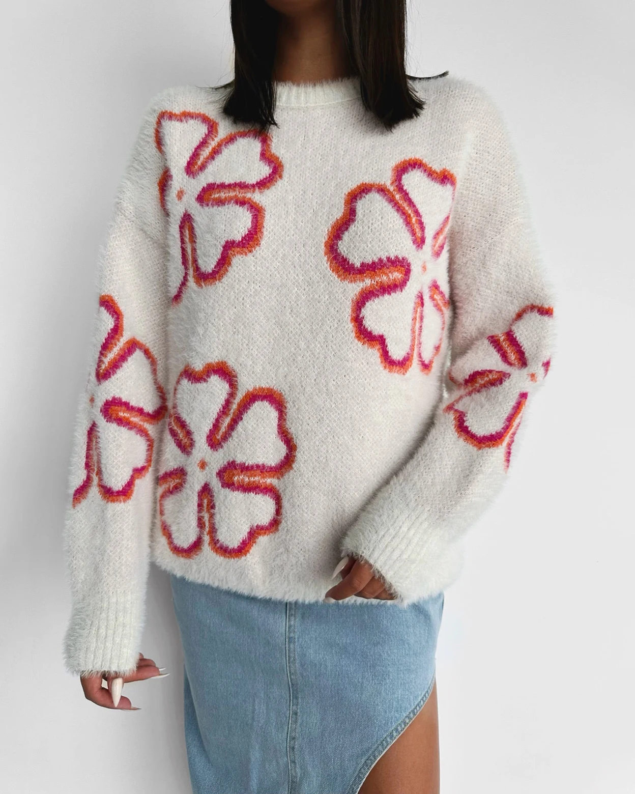 Flower Textured Sweater