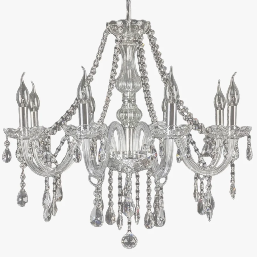 Art Deco Glass Candlestick Living Room Pendant Light, Clear