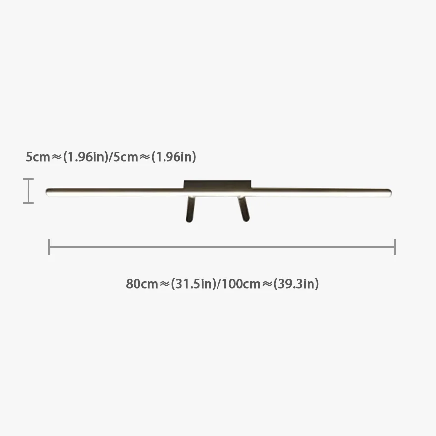 Minimalist Metal Linear Living Room Ceiling Light, Black,Trichromatic Light