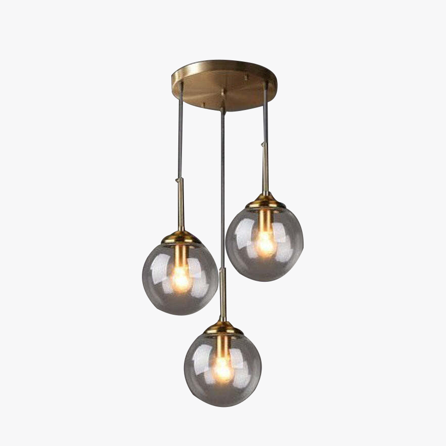 Modern Metal And Glass Bubble Bedroom Pendant Light, Amber/Clear/Smoke Gray