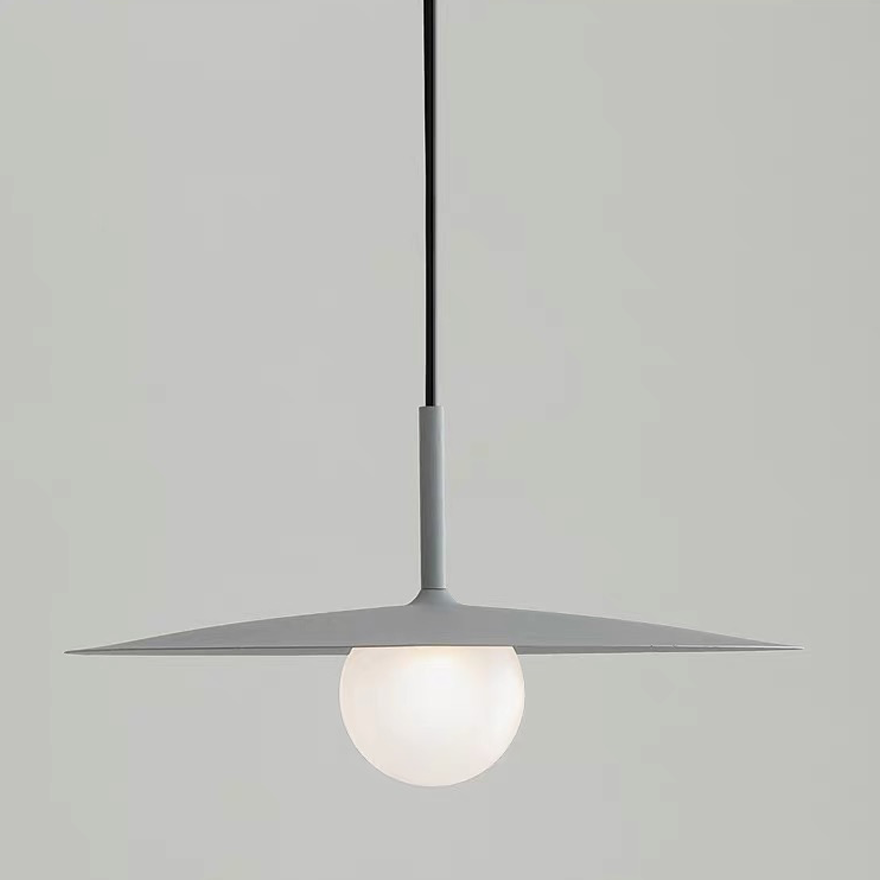 Minimalist Metal And Glass Hooded Study Room Pendant Light, Black/Grey/White