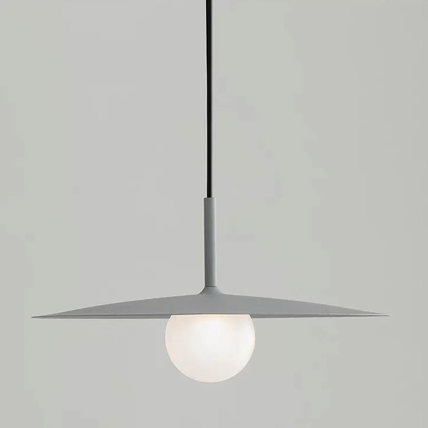 Minimalist Metal And Glass Hooded Study Room Pendant Light, Black/Grey/White