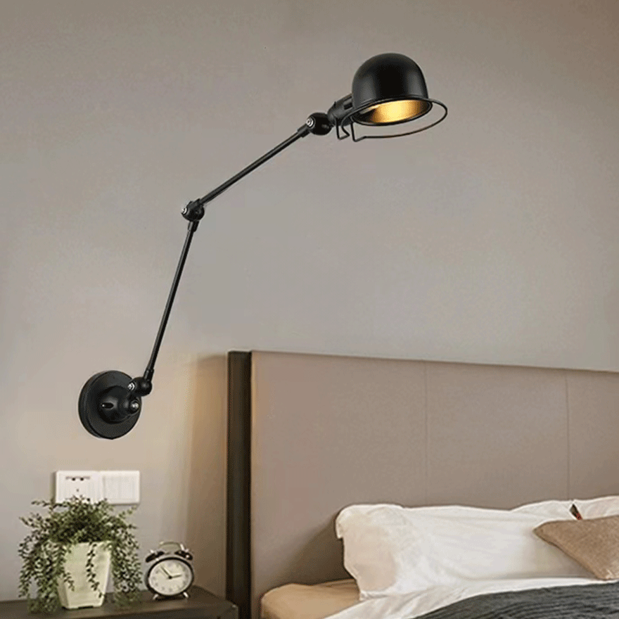 Modern Metal Bowled Living Room Wall Lamp, Black/White