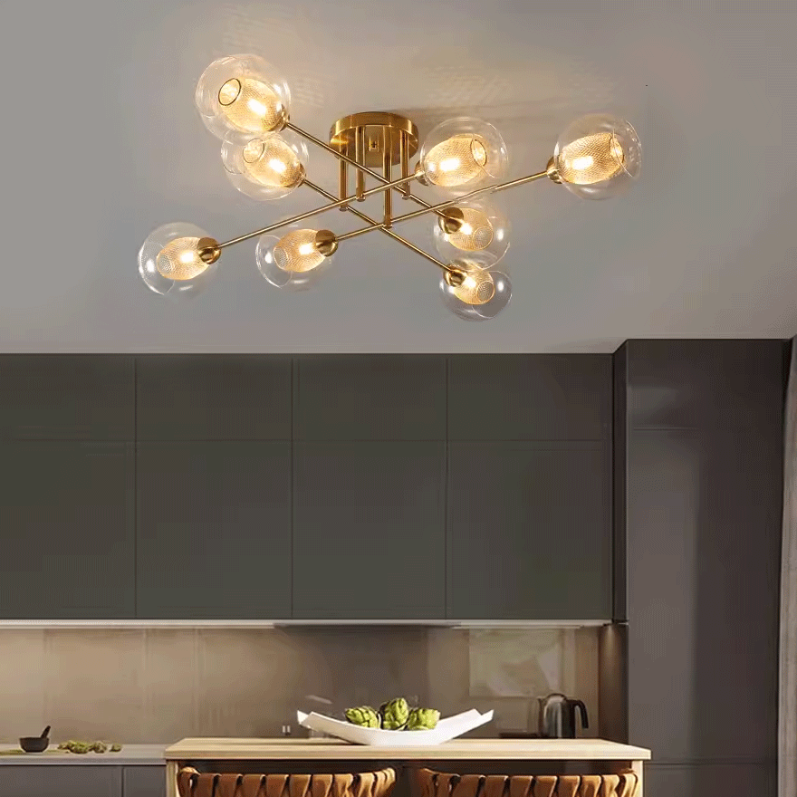 Nordic Metal And Glass Bubble Living Room Chandelier Pendant Light, 6 Color