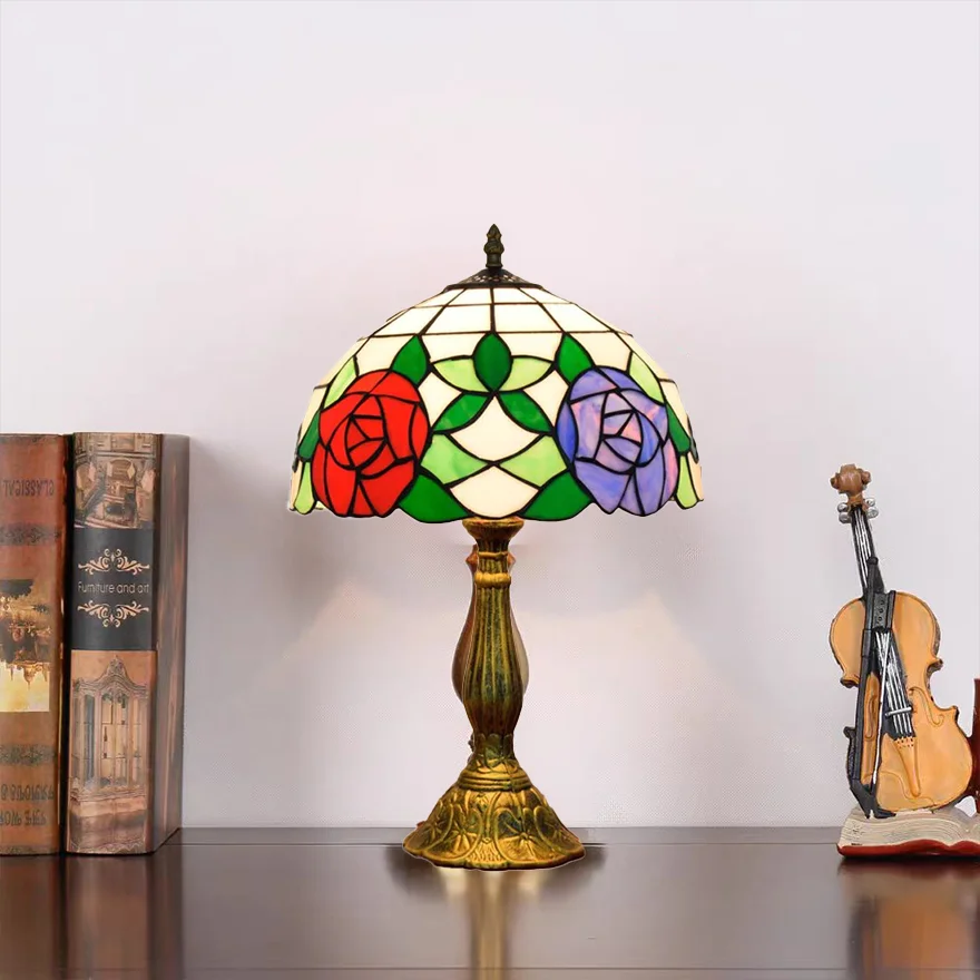 Art Deco Metal And Glass Dome Bedroom Table Lamp, Multicolor | Liiffy