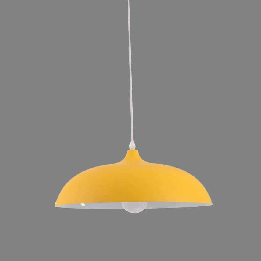 Morandi Metal Bowled Dining Room Pendant Light, Black/Blue/Green Grey/Navy/Pink/White/Yellow