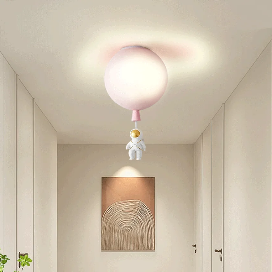 Designer Acrylic Astronaut Balloon Children's Room Ceiling Light, 8 Color