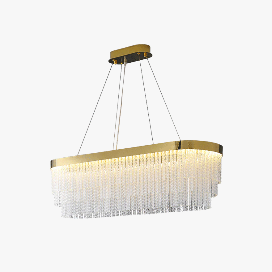 Royal Metal And Crystal Tassel Bedroom Chandelier Pendant Light, Gold, Trichromatic Light