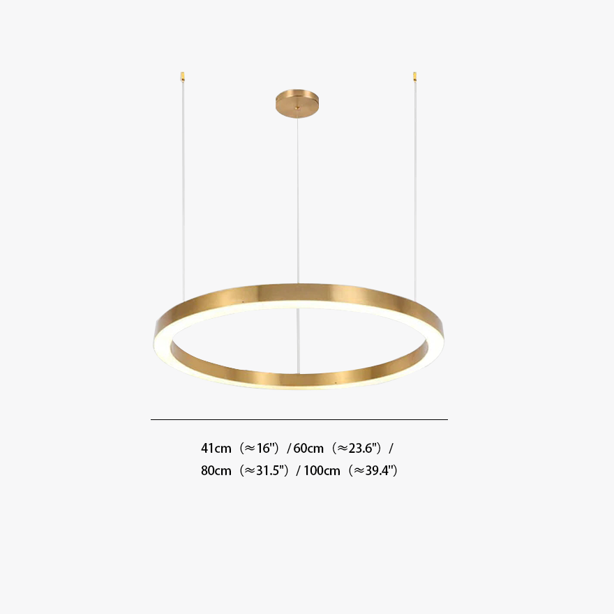 Classical Metal And Acrylic Ring Living Room Pendant Light, Gold