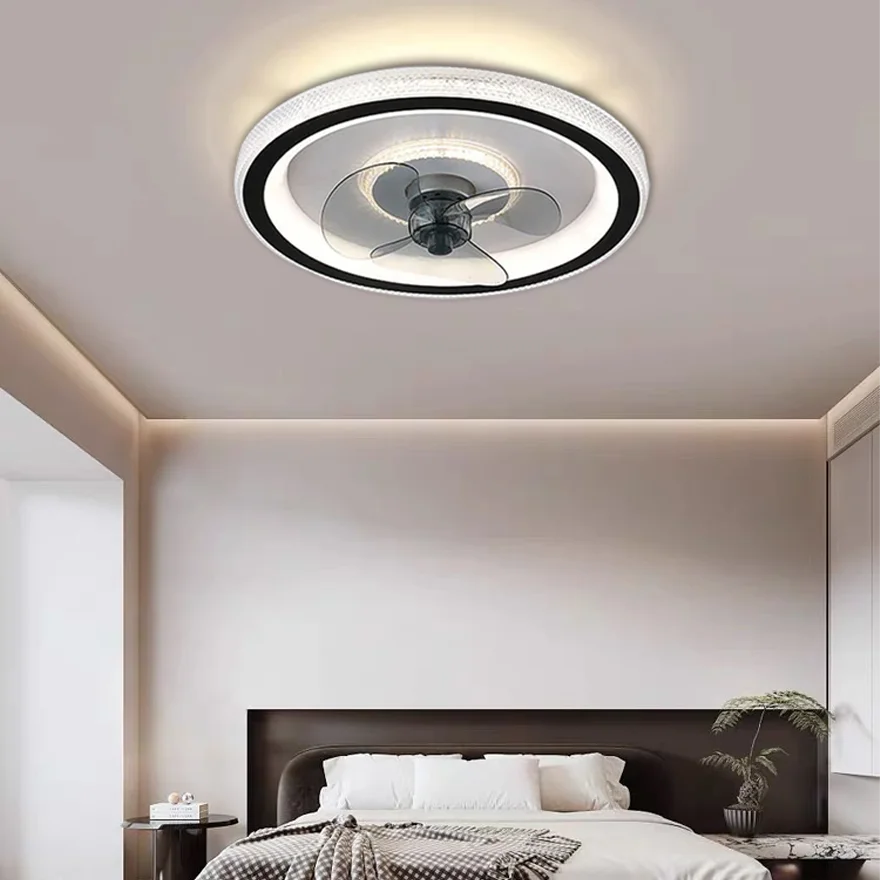 Modern Acrylic And Metal Round Bedroom Ceiling Light, White, Ceiling Fans