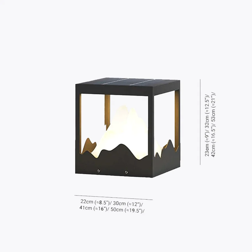 Designer Metal Mountain Outdoor Pillar Light, Black