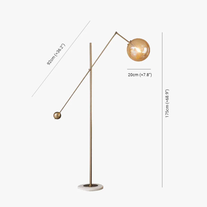 Modern Metal And Glass Linear Bedroom Floor Lamp, Antique Brass