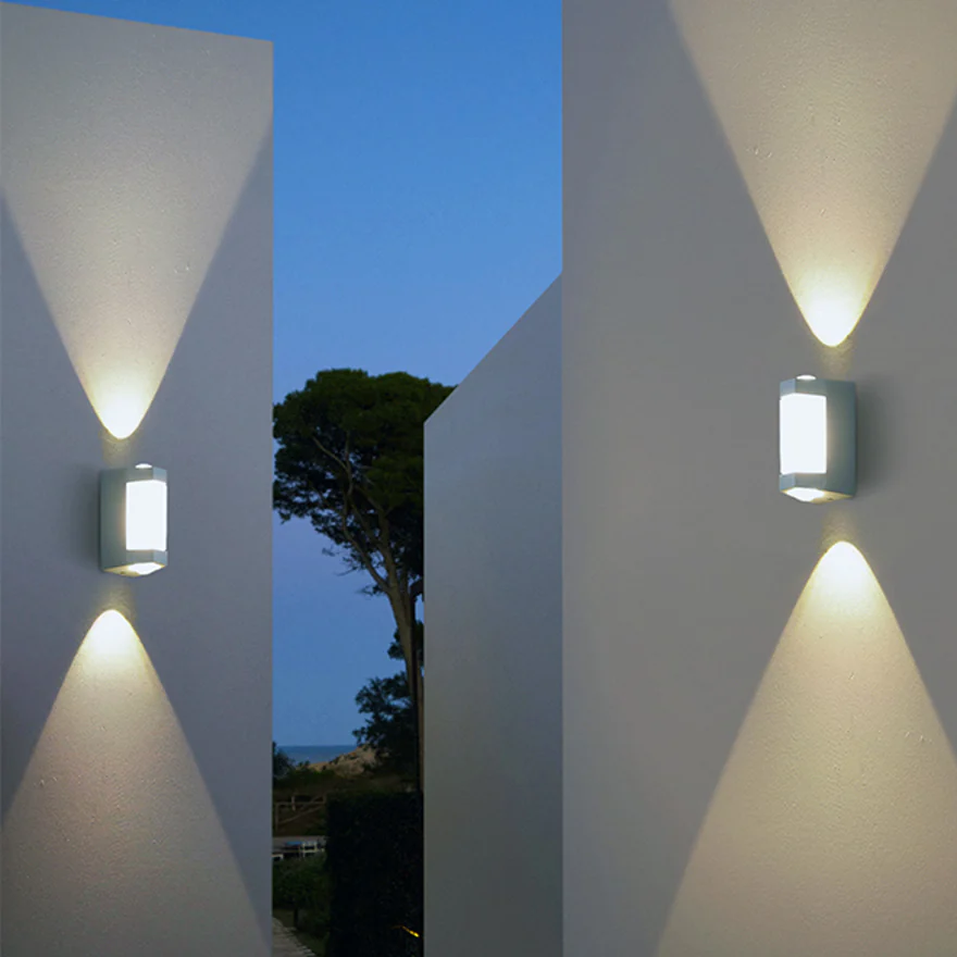 Contemporary Metal And Acrylic Geometric Outdoor Wall Lamp, White/Black