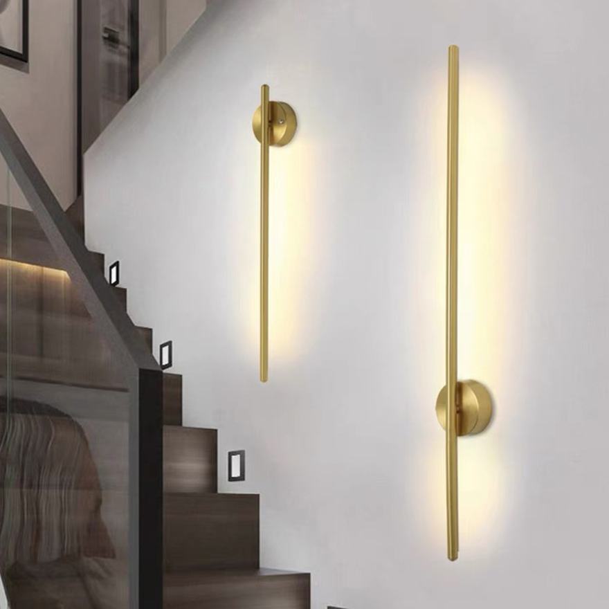 Minimalist Metal And Silicagel Linear Dining Room Wall Lamp, Gold