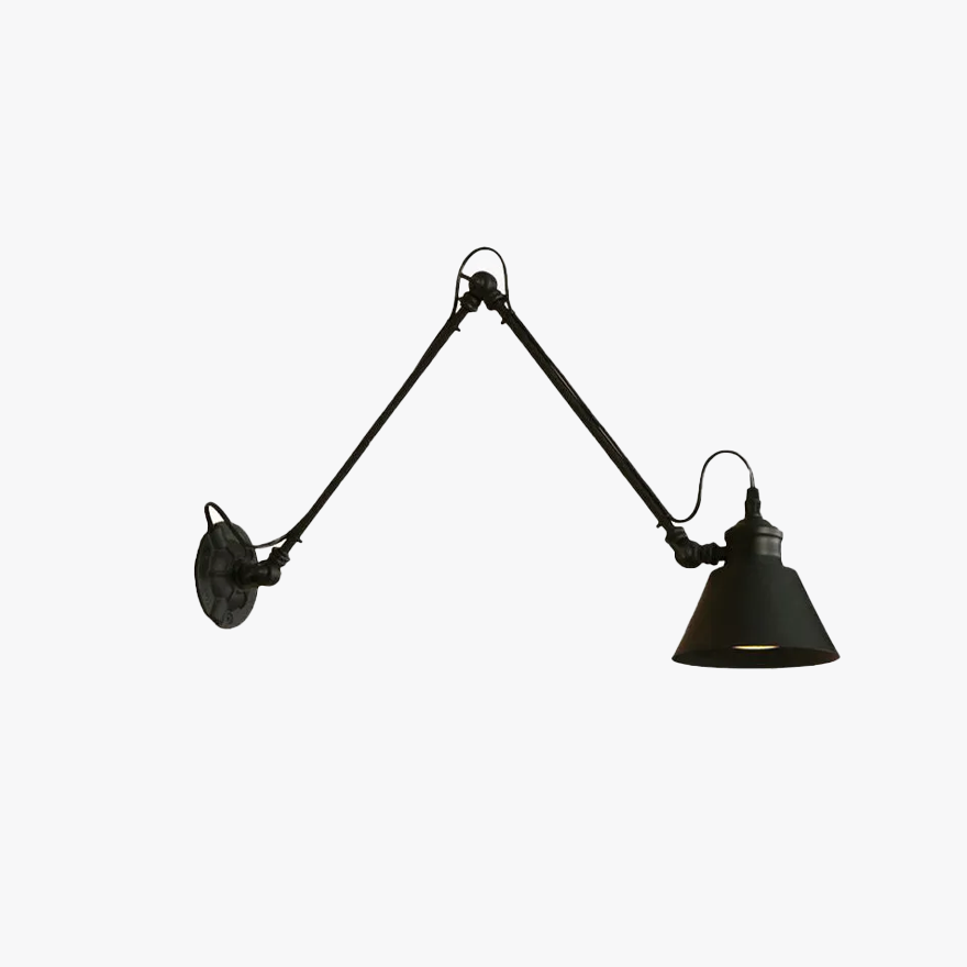 Modern Metal Conical Living Room Wall Lamp, Black