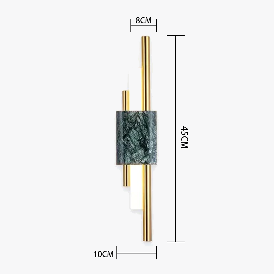 Nordic Metal Cylindrical Bedroom Wall Lamp, Gold/Green/White