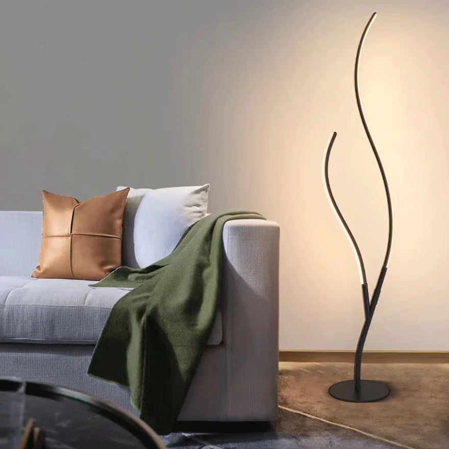 Modern Metal Linear Bedroom Floor Lamp, Black/White