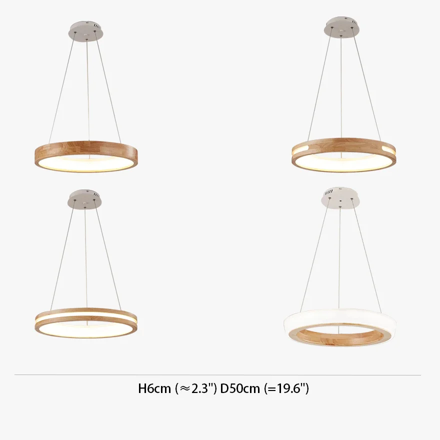 Unusual Wooden And Acrylic Ring Study Room Pendant Light, Log Color