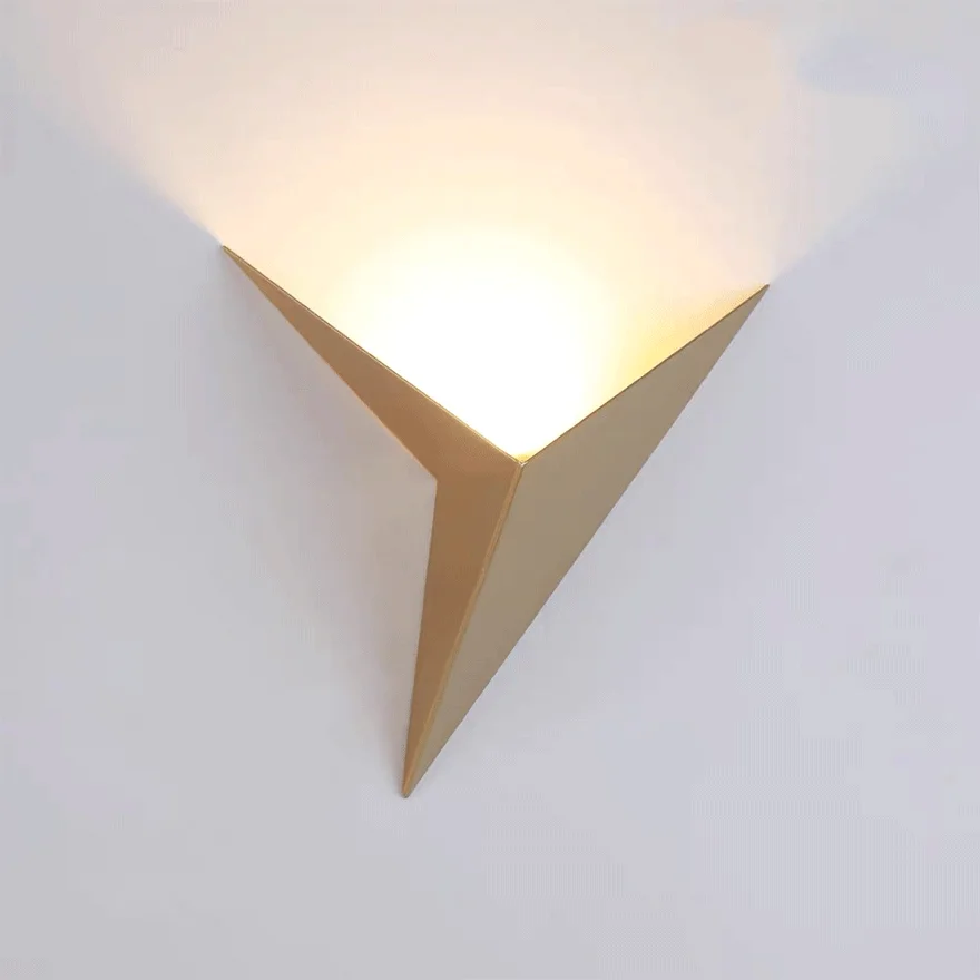 Modern Metal Triangles Indoor Wall Lamp, Black/White/Gold