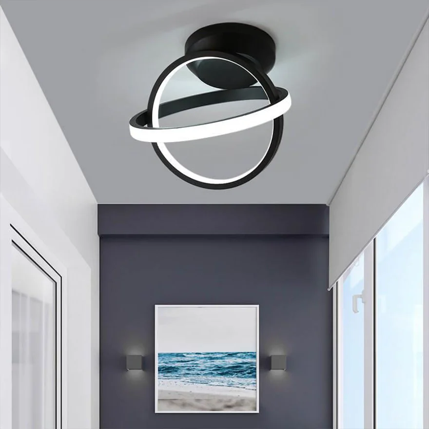 Designer Metal Globe Hallway Ceiling Light, Black/White