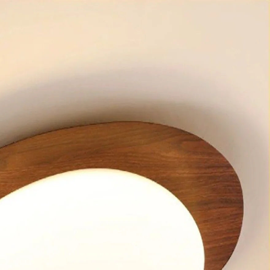 Sweden Metal And Acrylic Egg-shaped Dining Room Ceiling Light, Natural Wood/Walnut