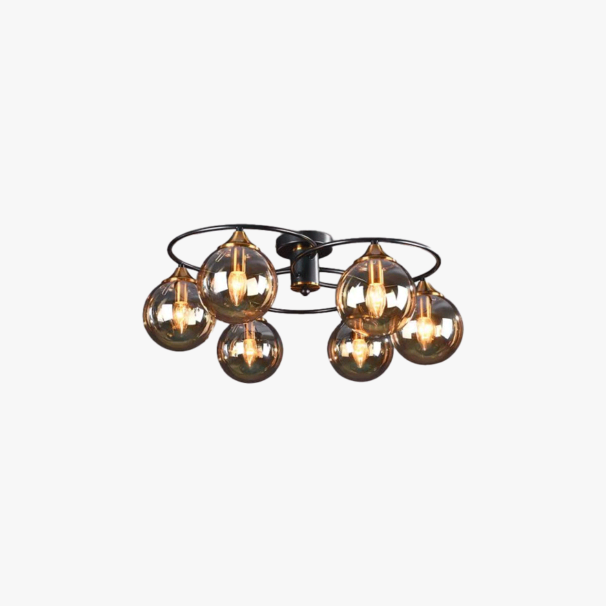 Modern Metal And Glass Bubble Living Room Chandelie Pendant Light, Amber/Smoky gray