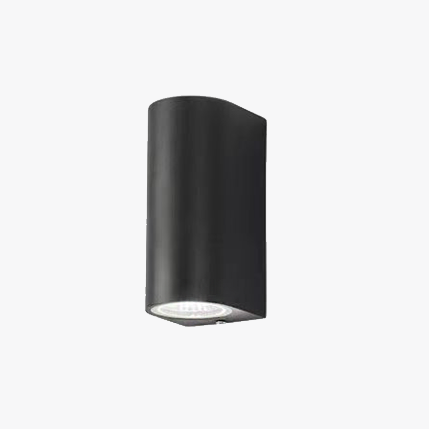 Minimalist Metal And Glass Cylindrical Outdoor Wall Lamp, Black