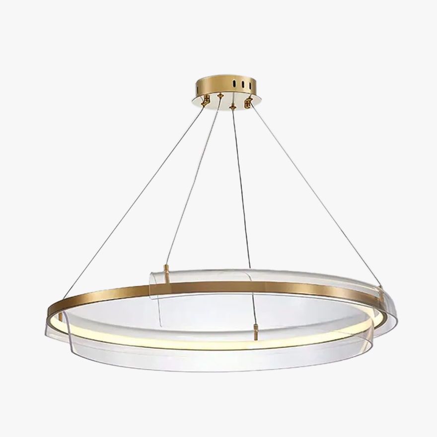 Modern Metal And Acrylic Ring Dining Room Pendant Light, Gold