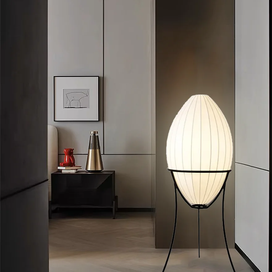 Renée Egg Shaped Floor Lamp, Artificial Fabric & Metal, L 95CM