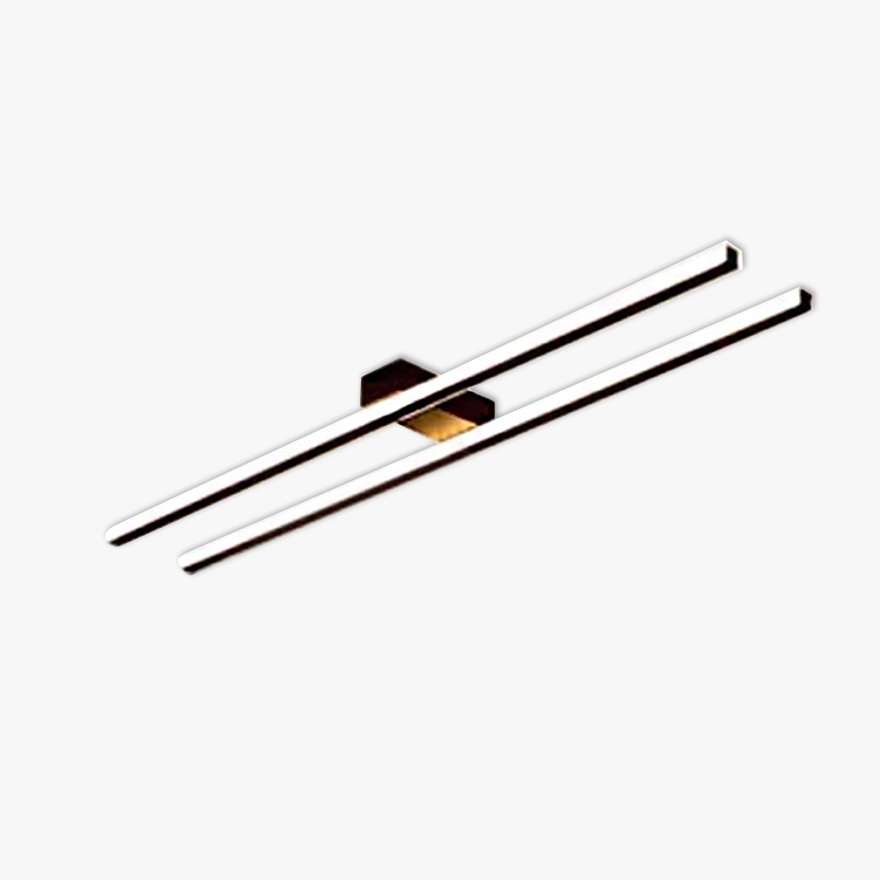 Modern Metal Linear Living Room Ceiling Light, Black/Gold/White