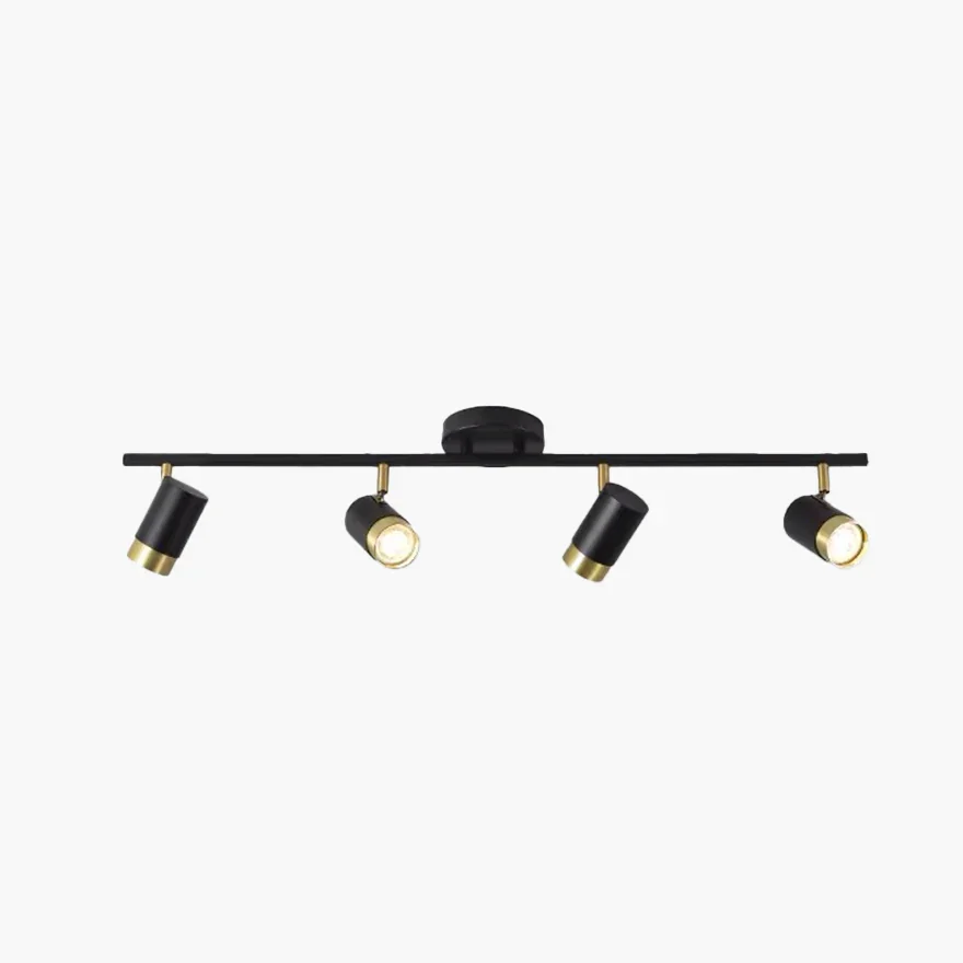 Contemporary Metal Linear Living Room Ceiling Light, Black, Trichromatic Light