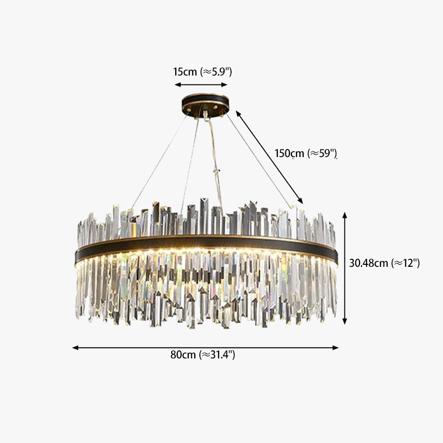 Modern Stainless steel And Crystal Ring Chandelier Pendant Light, Black/Gold